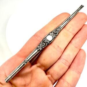 Rare Unger Brothers antique 1900s Edwardian sterling silver 4.5" bar pin brooch